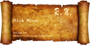 Rick Nina névjegykártya